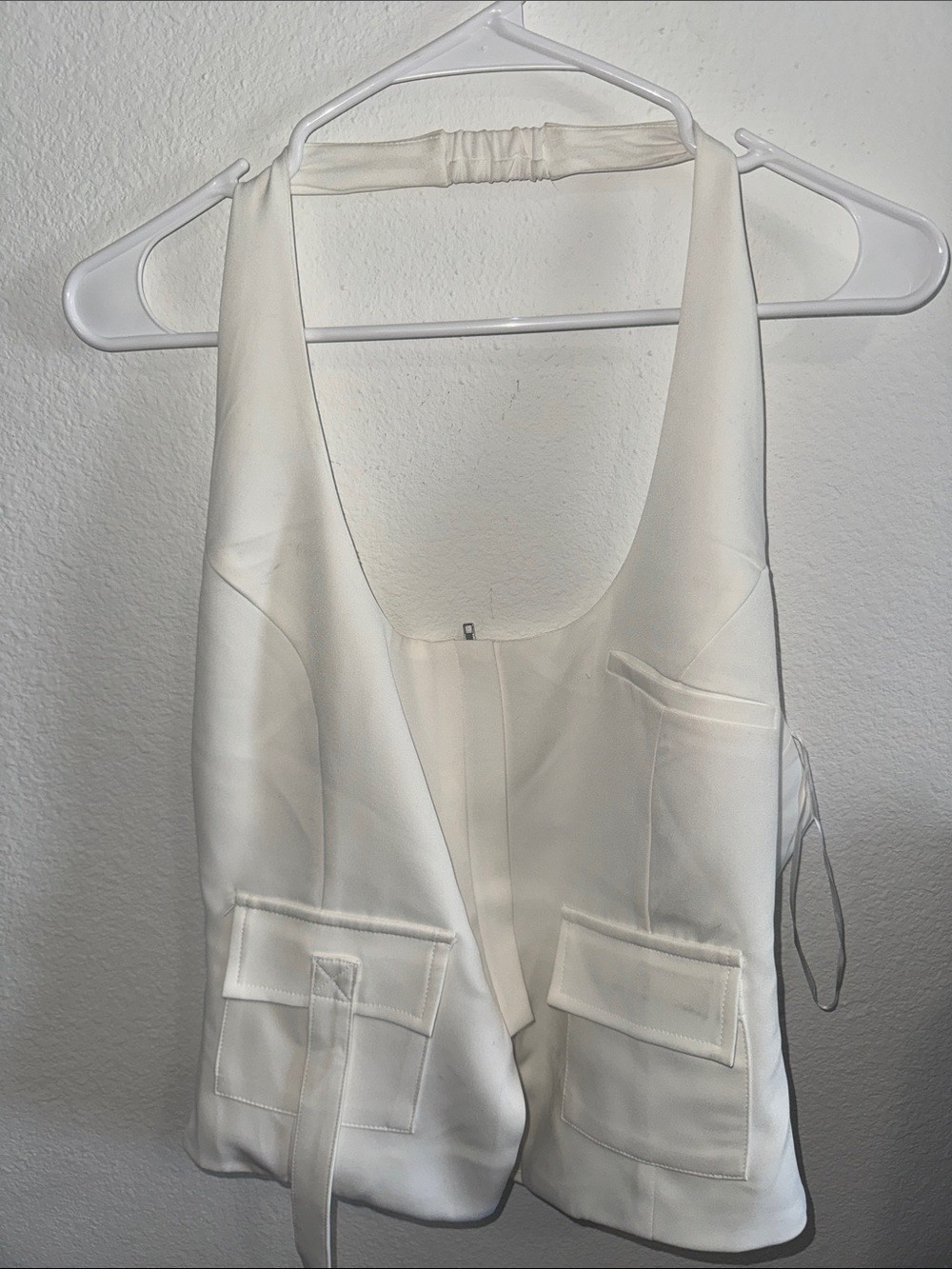 Windsor Cream Halter Vest with Patch Pockets